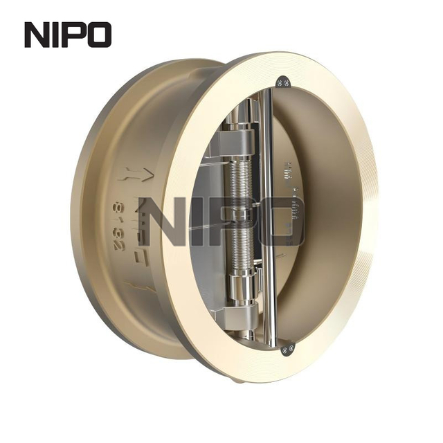 Válvula antirretorno de giro de disco doble sin retenedor de bronce de aluminio