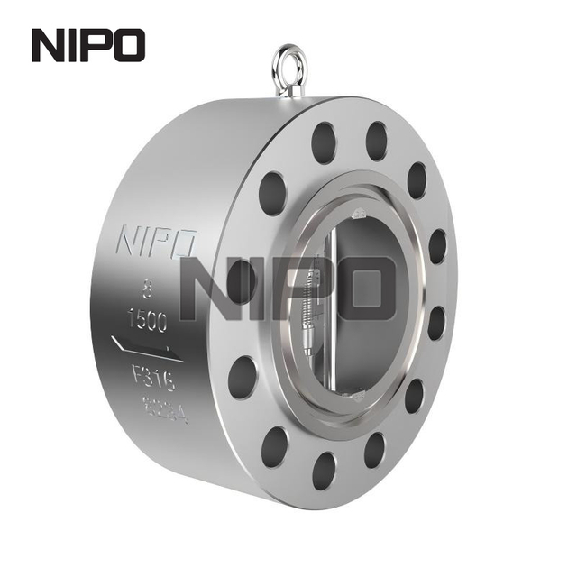 V&aacute;lvula de retenci&oacute;n oscilante de doble disco tipo orejeta con cuerpo forjado