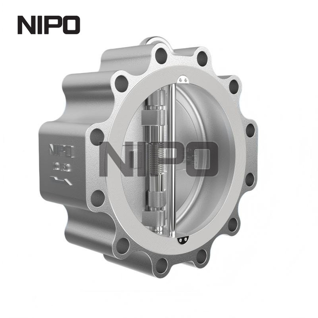 Válvula de retención oscilante de doble disco tipo orejeta con cuerpo de fundición 